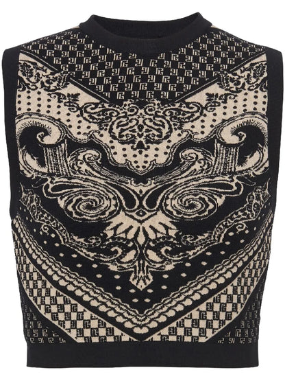Patterned Intarsia-Knit Crop Top