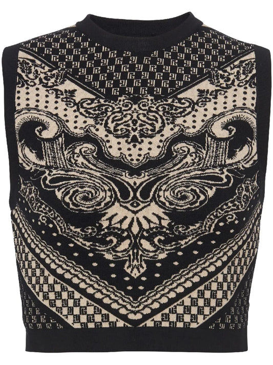 Patterned Intarsia-Knit Crop Top