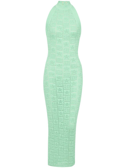 Monogram-Pattern Knitted Midi Dress