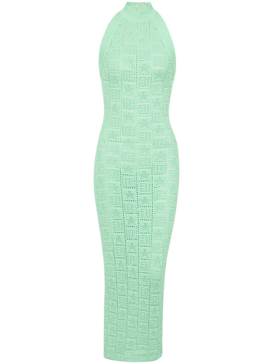 Monogram-Pattern Knitted Midi Dress