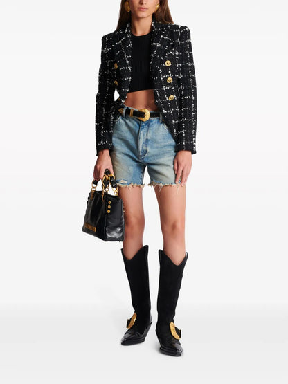 3-Button Knitted Crop Top