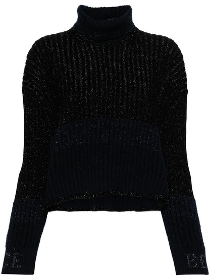 Glitter-Detail Ribbed-Knit Jumper