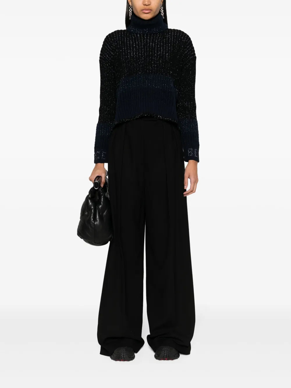 Glitter-Detail Ribbed-Knit Jumper