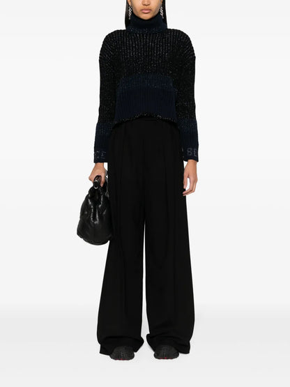 Glitter-Detail Ribbed-Knit Jumper
