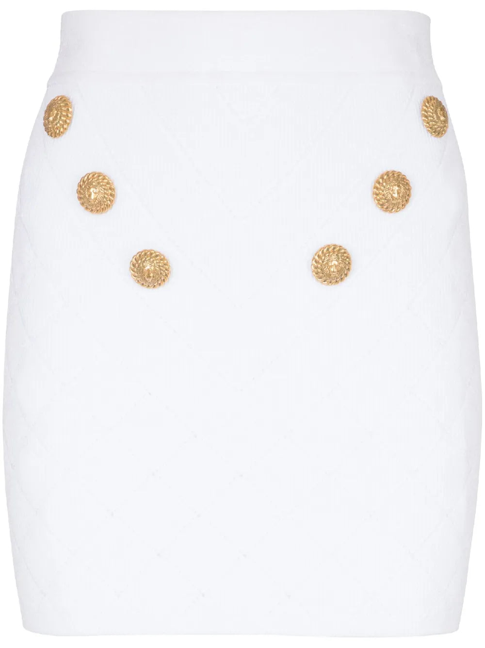 6-Button Fine-Knit Mini Skirt
