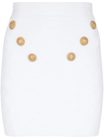 6-Button Fine-Knit Mini Skirt