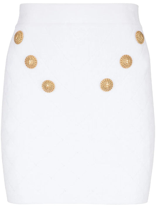6-Button Fine-Knit Mini Skirt