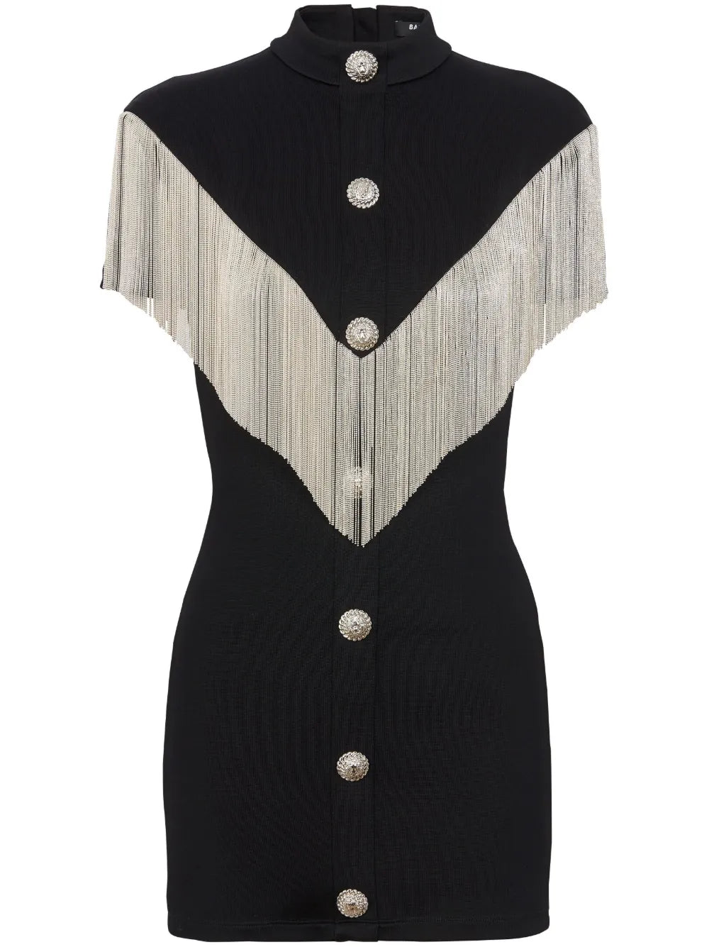 High-Neck Fringed Minidress