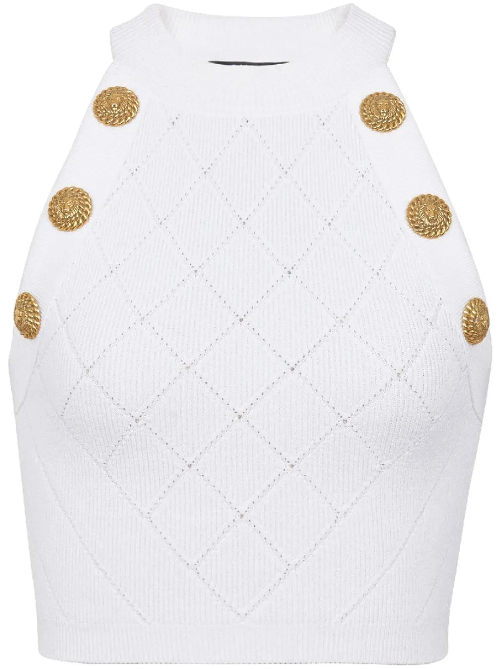 6-Button Knitted Crop Top