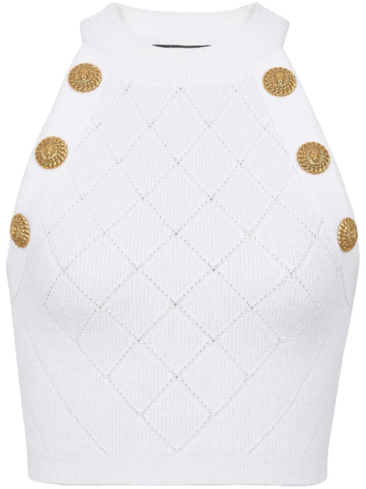 6-Button Knitted Crop Top