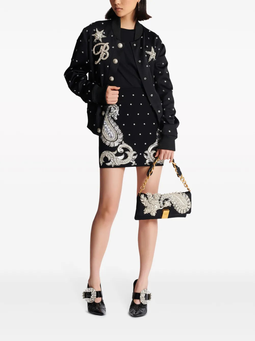 Stars Embroidered Bomber Jacket