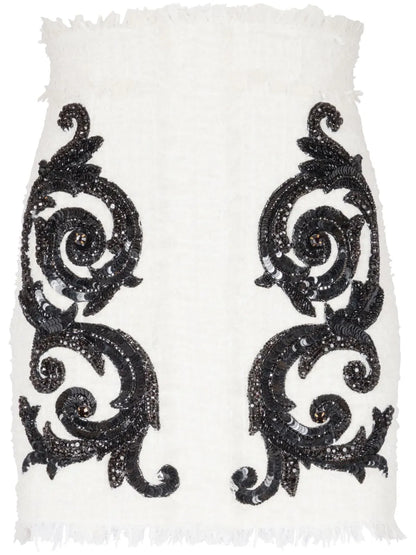 Embroidered Tweed Miniskirt