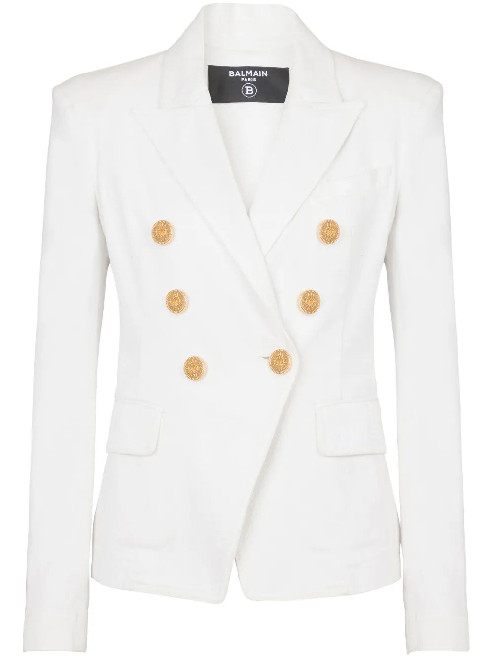 6-Button Double-Breasted Denim Blazer