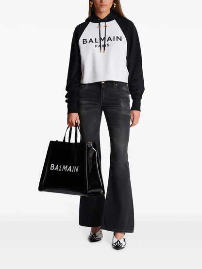 Logo-Print Cropped Hoodie