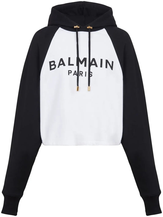 Logo-Print Cropped Hoodie
