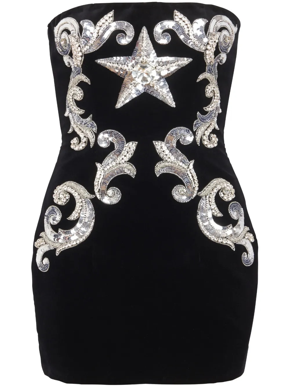 Embroidered-Star Bandeau Cotton Minidress