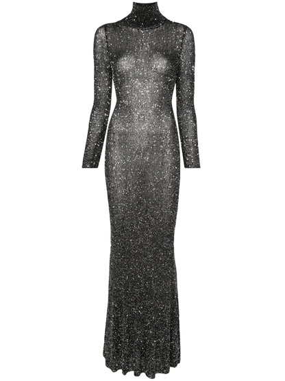 Sparkled High-Neck Maxi Dress