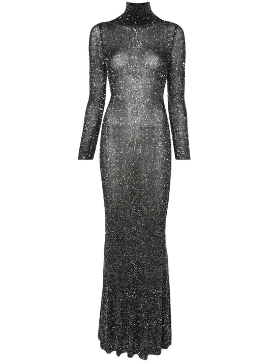 Sparkled High-Neck Maxi Dress