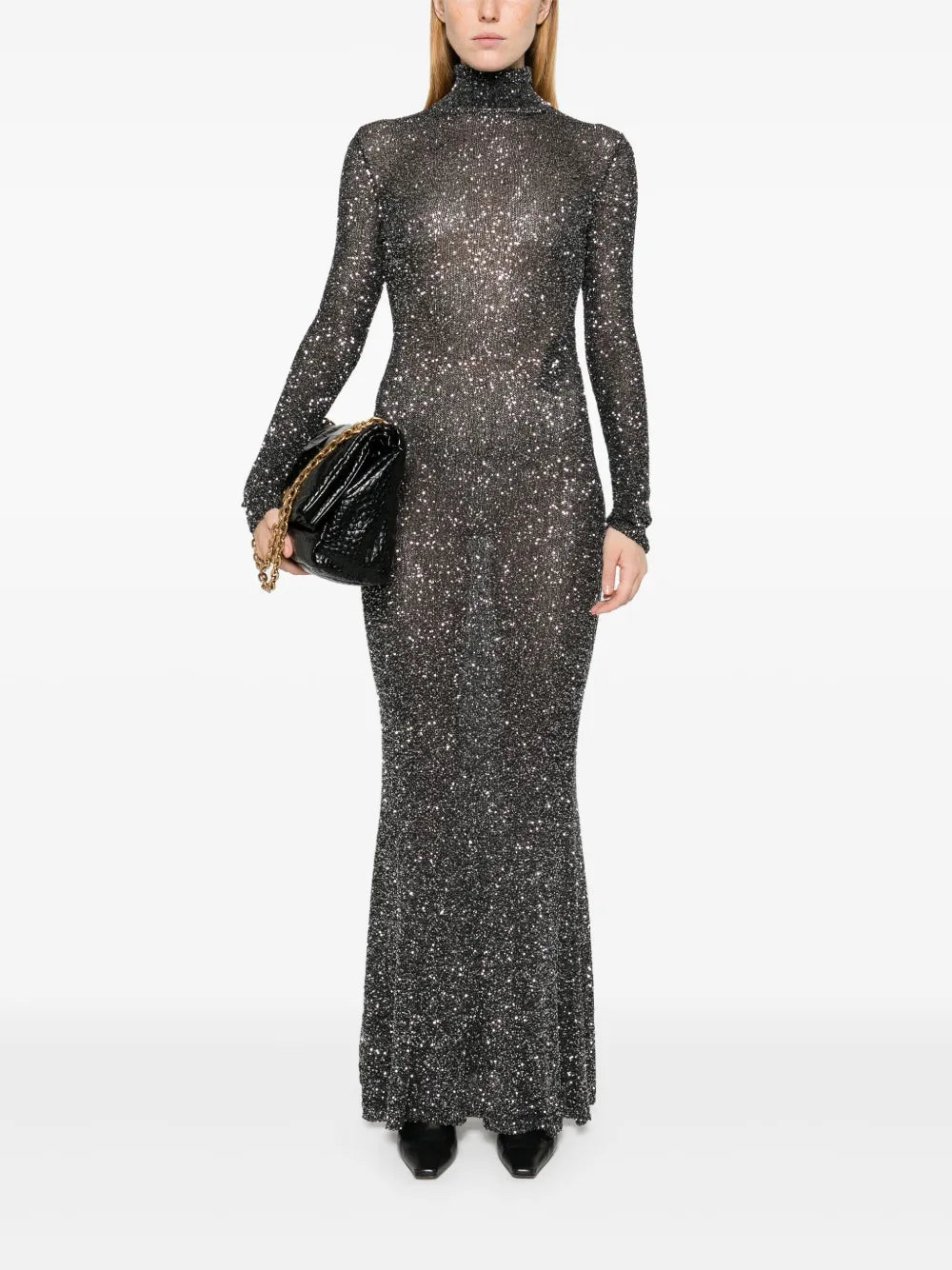 Sparkled High-Neck Maxi Dress