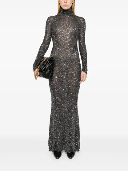 Sparkled High-Neck Maxi Dress