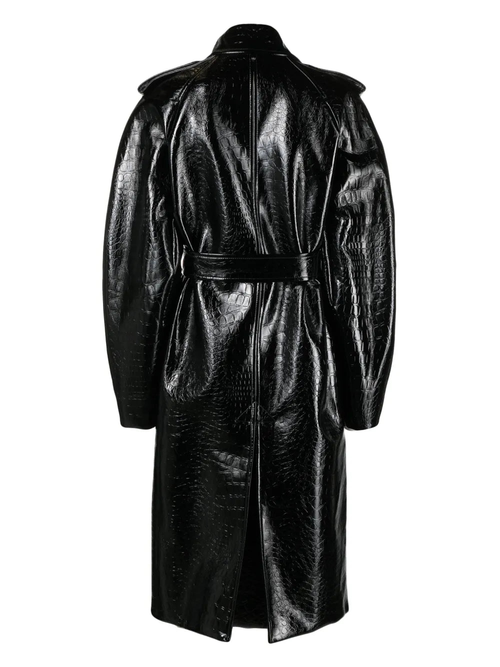 Faggi Crocodile-Effect Trench Coat