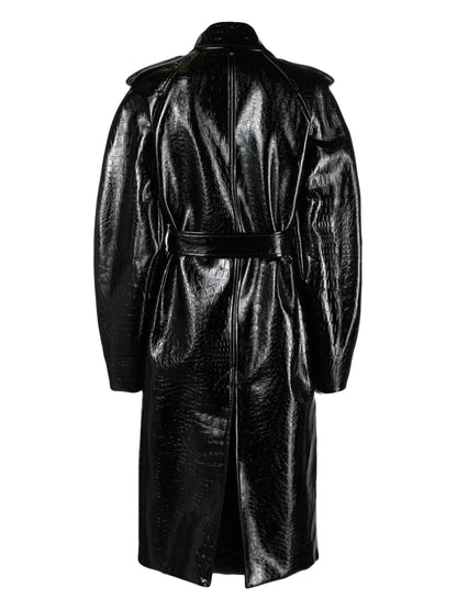 Faggi Crocodile-Effect Trench Coat