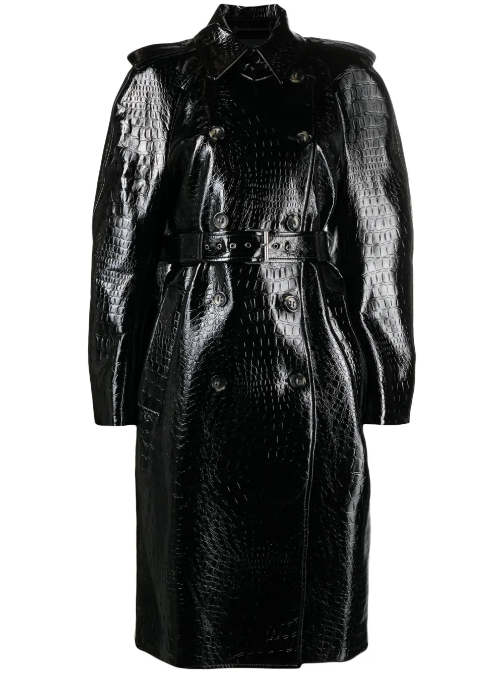 Faggi Crocodile-Effect Trench Coat