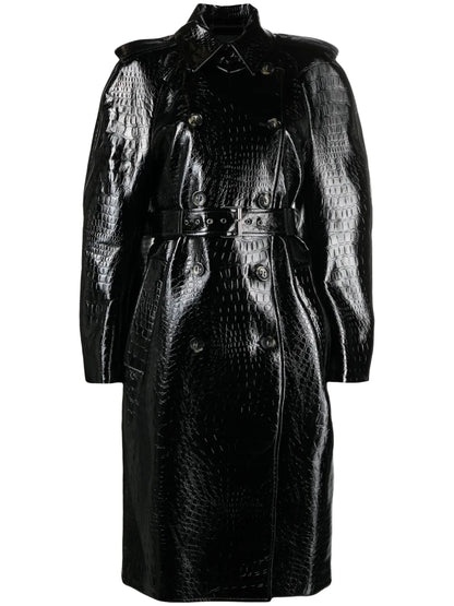 Faggi Crocodile-Effect Trench Coat