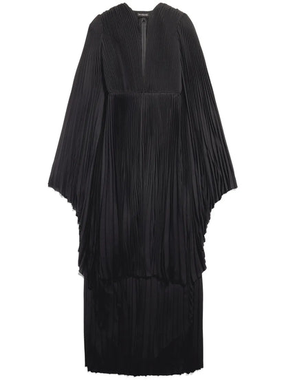 V-Neck Pleated Maxi Dress