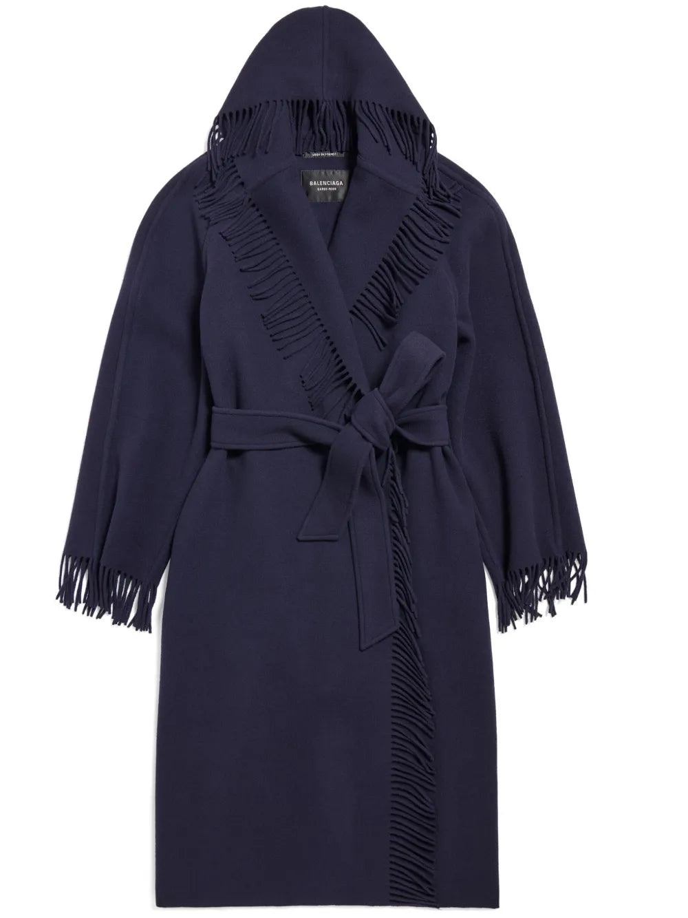 Fringed-Edge Wool Coat