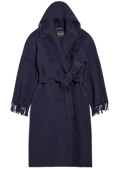 Fringed-Edge Wool Coat