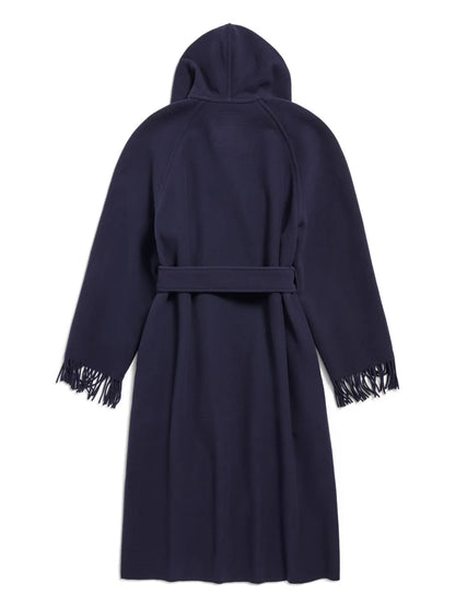 Fringed-Edge Wool Coat