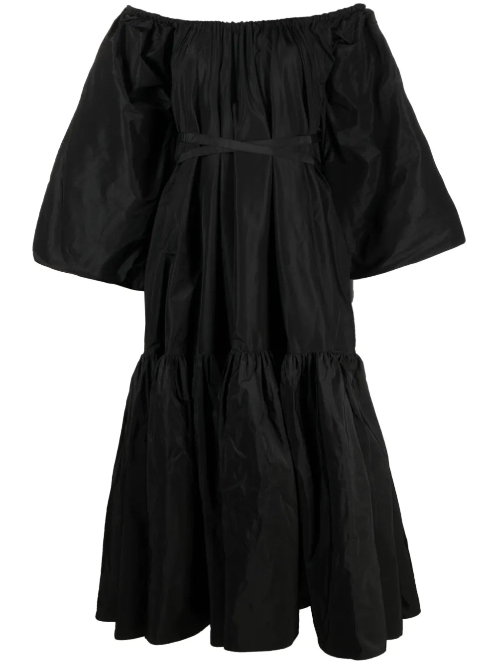 Off-Shoulder Ruched Midi Dress
