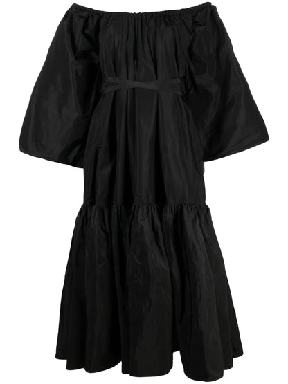 Off-Shoulder Ruched Midi Dress