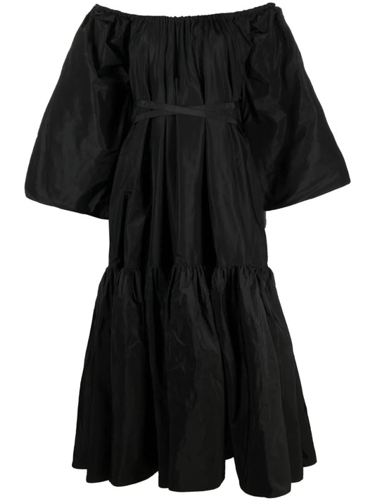 Off-Shoulder Ruched Midi Dress
