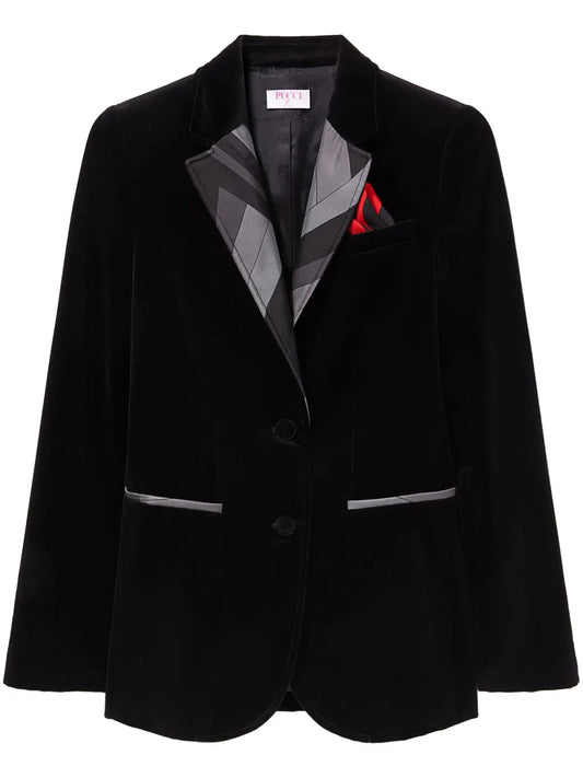 Iride-Print Velvet Blazer