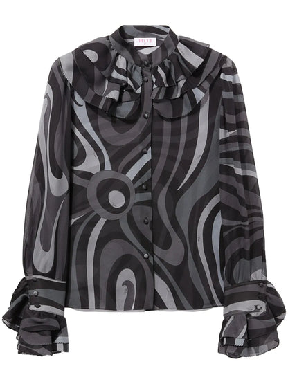 Marmo-Print Silk Shirt