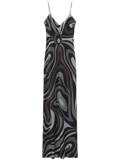 Marmo-Print Silk Dress