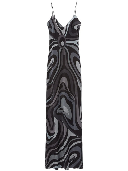 Marmo-Print Silk Dress