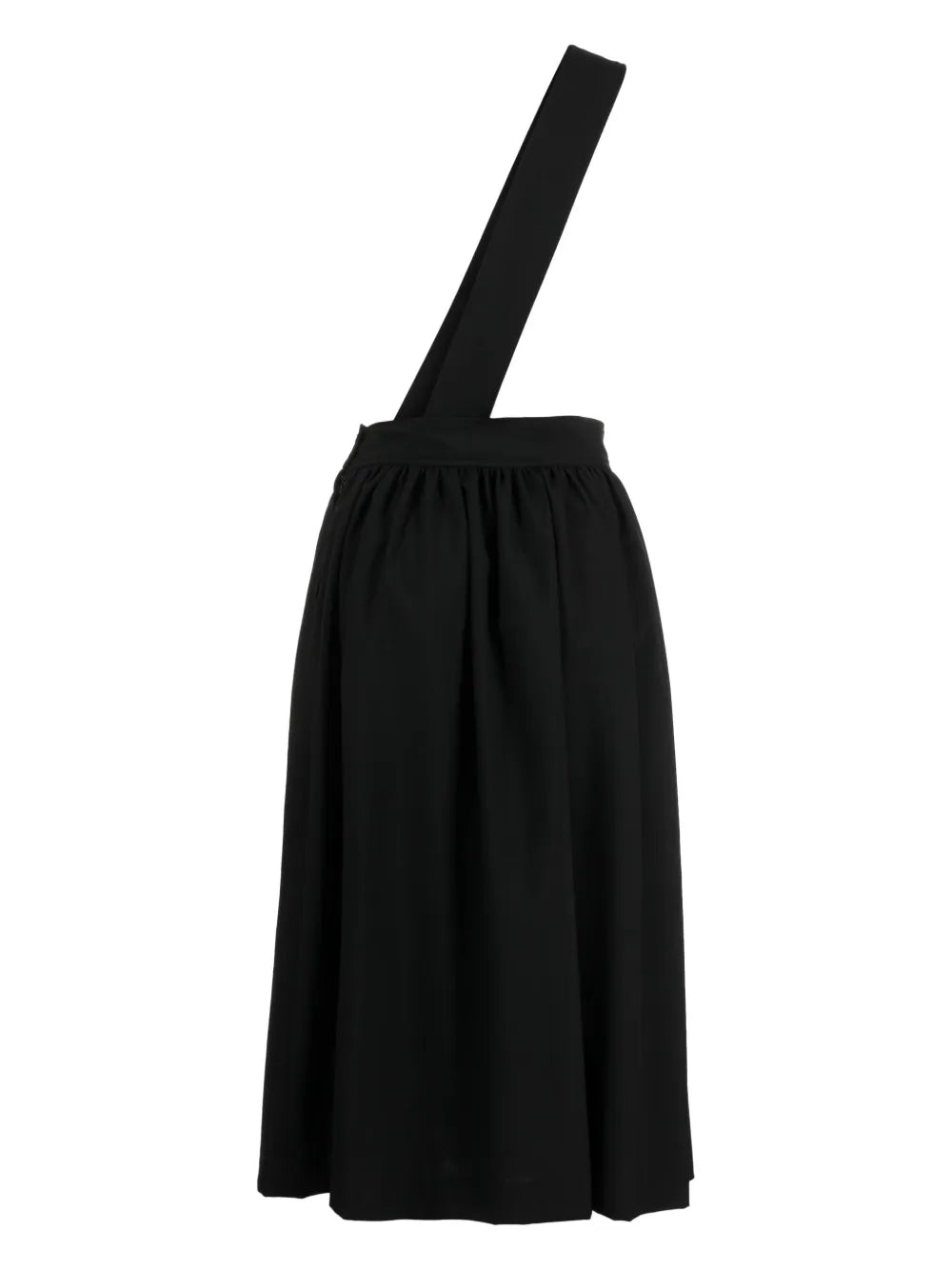 Crossover-Strap Wool Midi Skirt