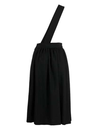 Crossover-Strap Wool Midi Skirt