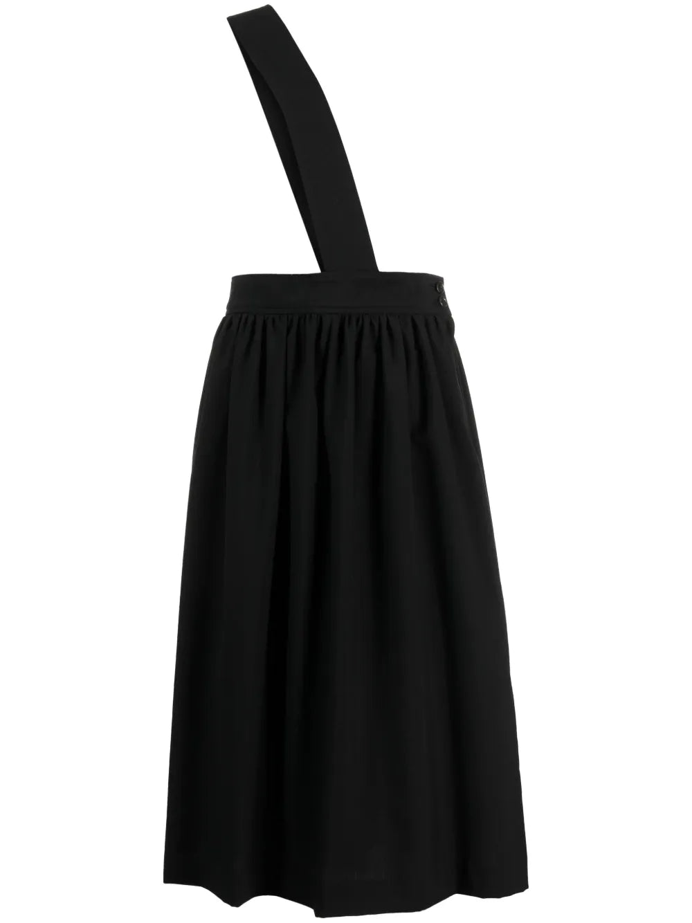 Crossover-Strap Wool Midi Skirt