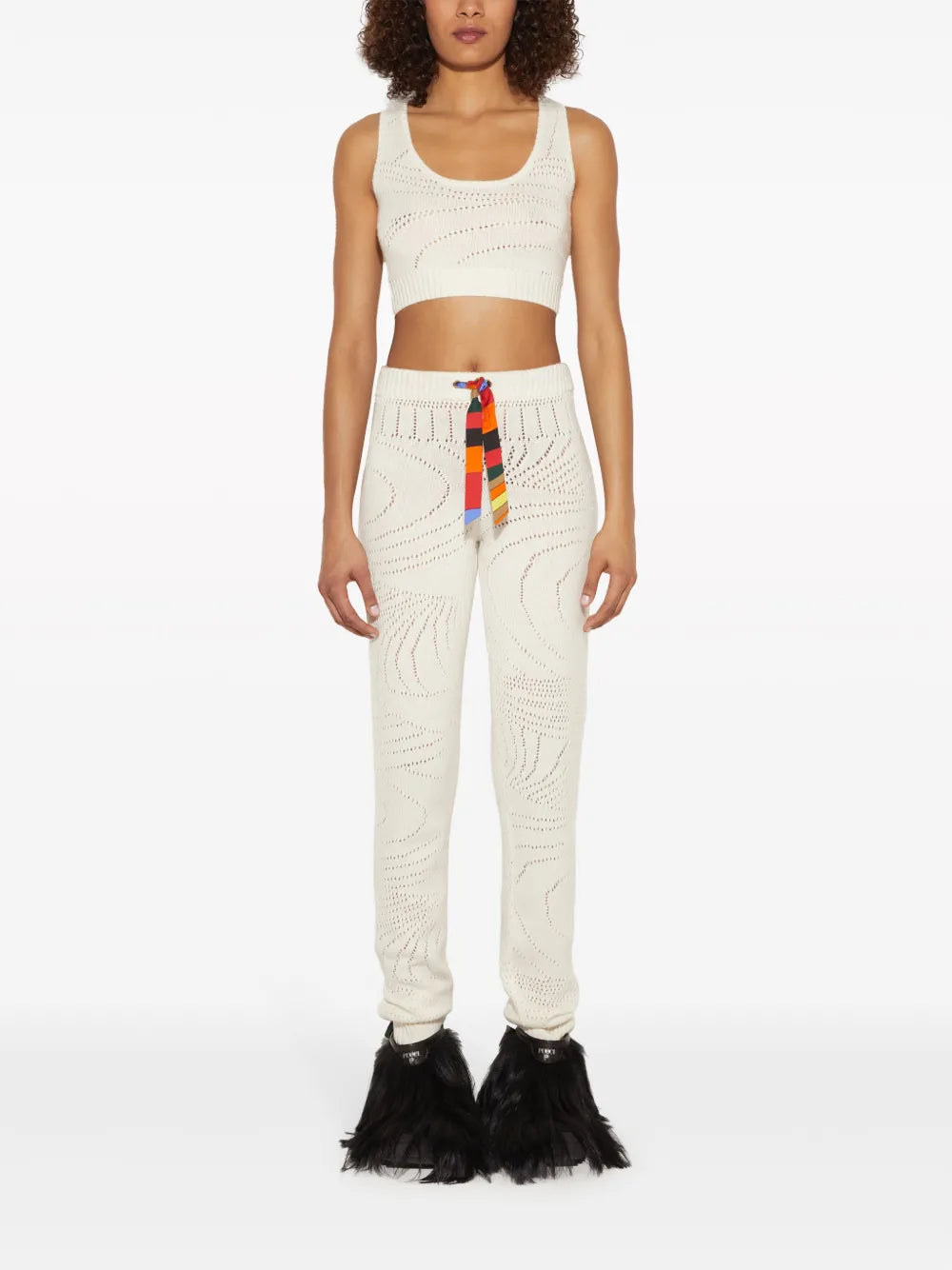 Pointelle-Knit Cashmere Track Pants