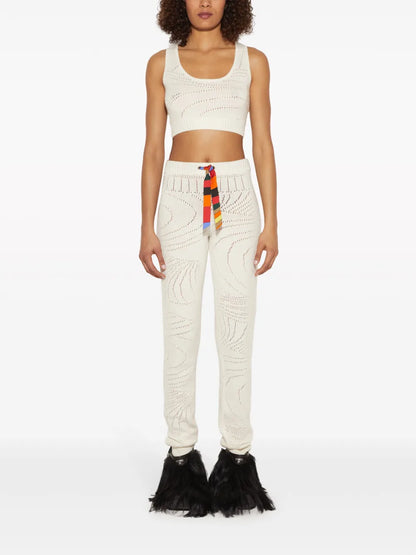 Pointelle-Knit Cashmere Track Pants