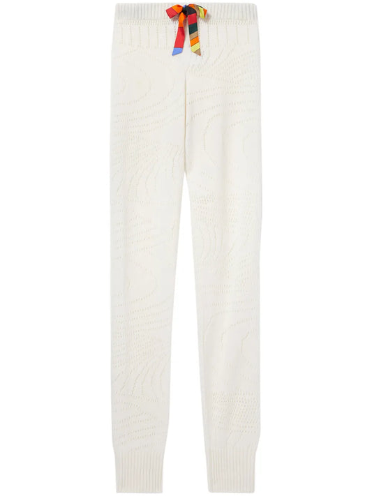 Pointelle-Knit Cashmere Track Pants