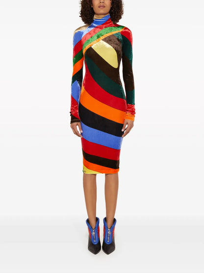 Iride-Print Midi Dress