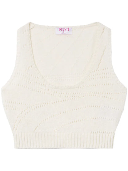 Pointelle-Knit Cashmere Top