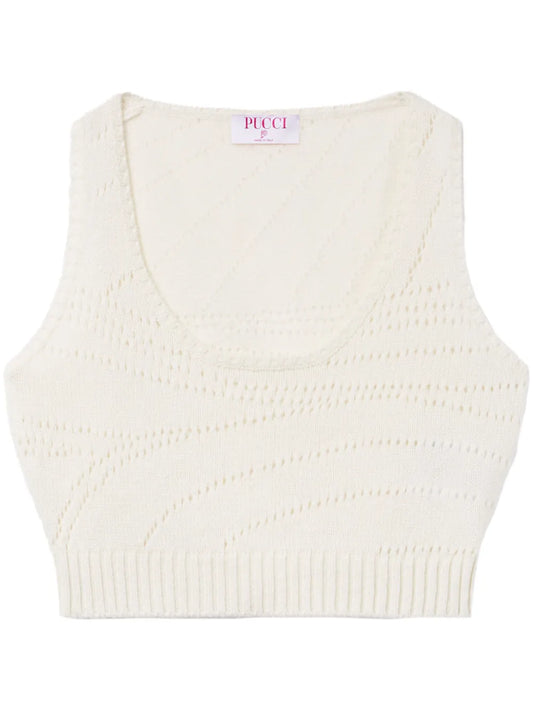 Pointelle-Knit Cashmere Top