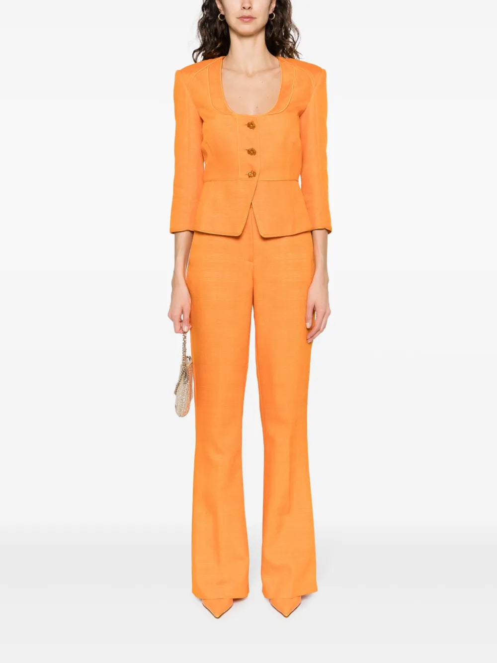 U-Neck Twill Blazer