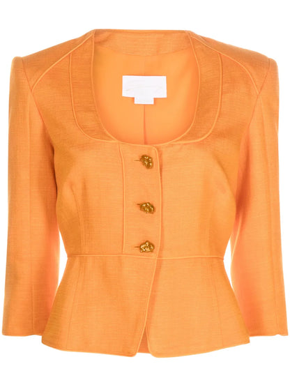 U-Neck Twill Blazer